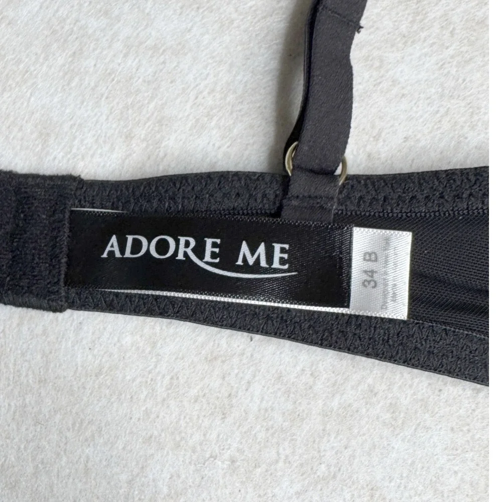 Adore Me 34B Black Multi Strappy Front‎ Push Up Underwire Bra Size 34 B 34B